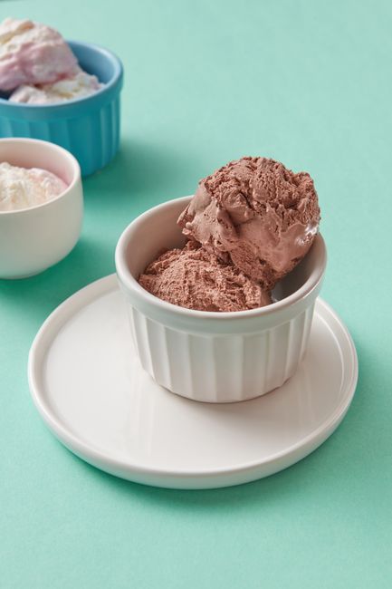 小さなラムカンに盛られたチョコレートアイス