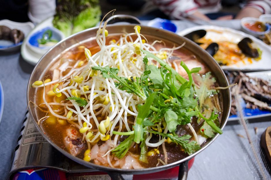 あんこう鍋のクローズアップ