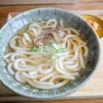 出汁を張った器に盛りつけたうどん