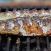 網の上で焼かれる魚の干物