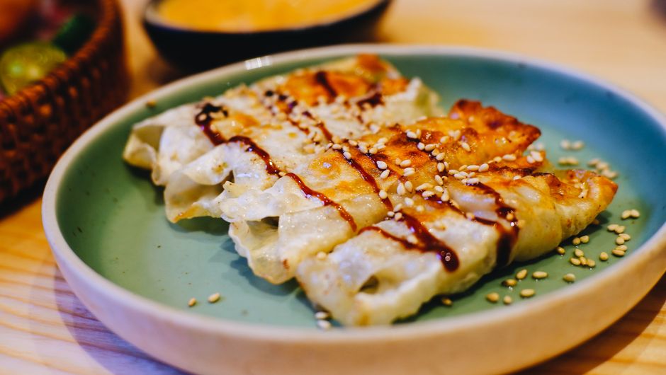 焼き餃子のクローズアップ